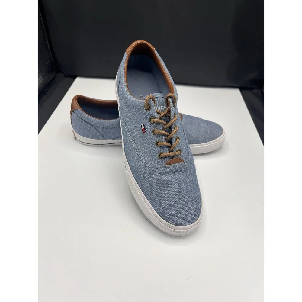Tommy Hilfiger TMPHEL-R Canvas Sneakers Men’s 10 Blue Chambray Lace Up Casual